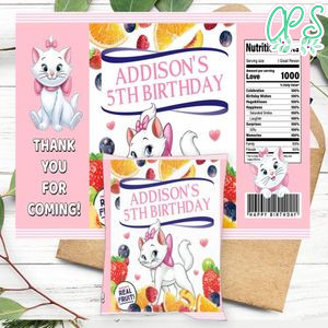 Marie Kitten Birthday Party Fruit Snack Bag Digital File Printable Instant Download