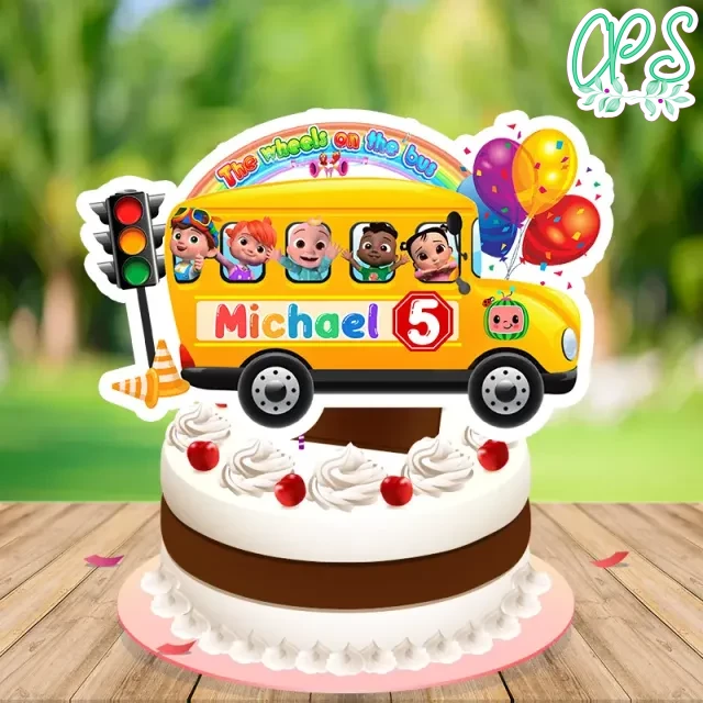 Cocomelon the wheels on the bus Cake Topper Template Printable | CustomPartyShirts for Cocomelon Cake Topper Printable Free Download