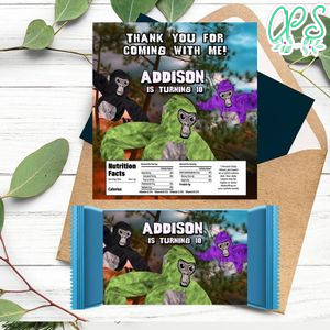 Gorilla Tag Candy bar Label Customizable Template Instant Download
