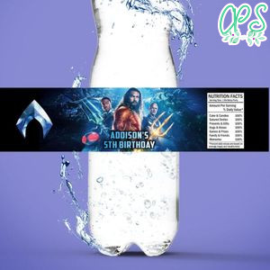 Aquaman 2 Bottle Label Birthday Water Bottle Label Template to Print at Home Instant Download