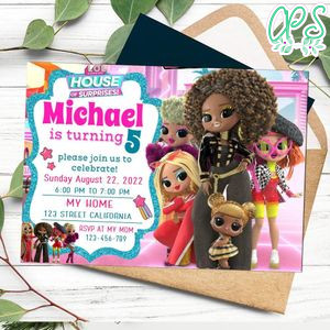 House of surprises Birthday Flyer Customizable Template to Print at Home Instant Download