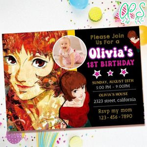 Paprika anime Birthday Invitation with Photo Customizable Template to Print at Home Instant Download