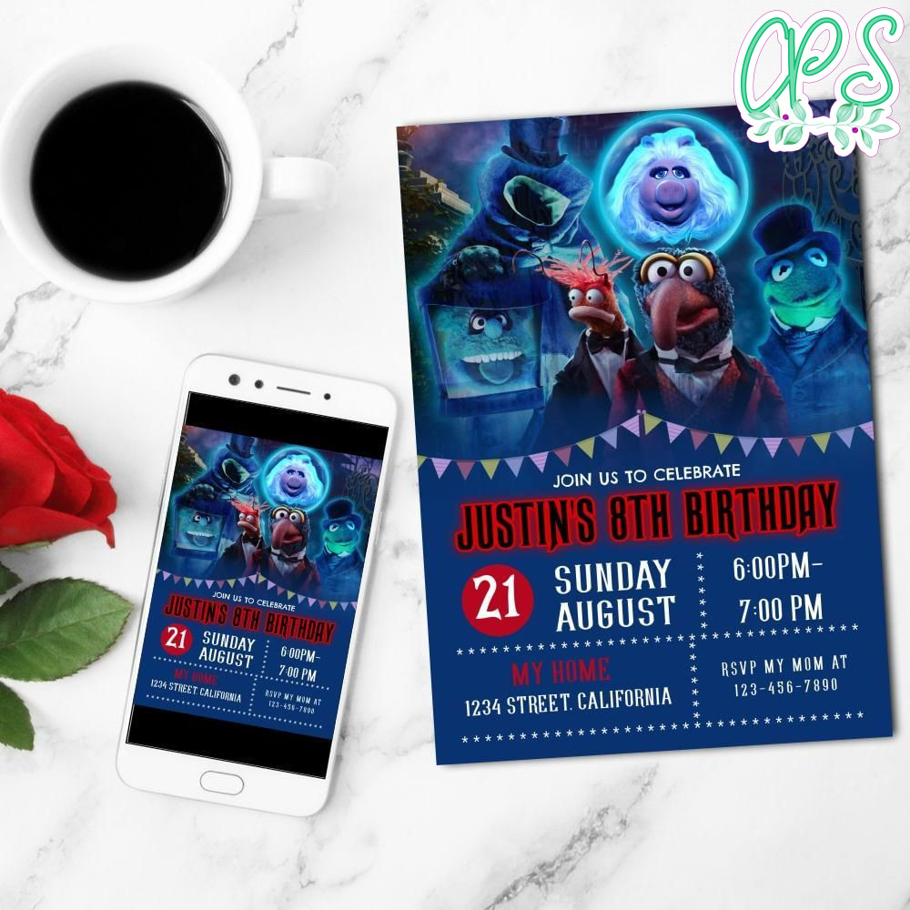 Muppets Haunted Mansion Mobile Invite Customizable Template Instant Download
