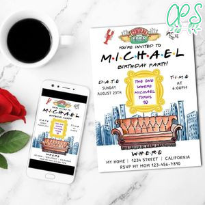 Friends Birthday Invitation Customizable Template to Print at Home Instant Download