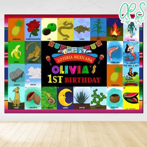 Loteria Birthday Backdrop Digital File Template Instant Download