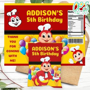 Jollibee Birthday Party Chip Bag Digital File Printable Instant Download