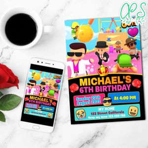 Stumble Guys Birthday Flyer Customizable Template to Print at Home Instant Download