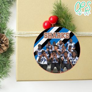Sharks team Circle Sticker Template Customizable To Print At Home Instant Download