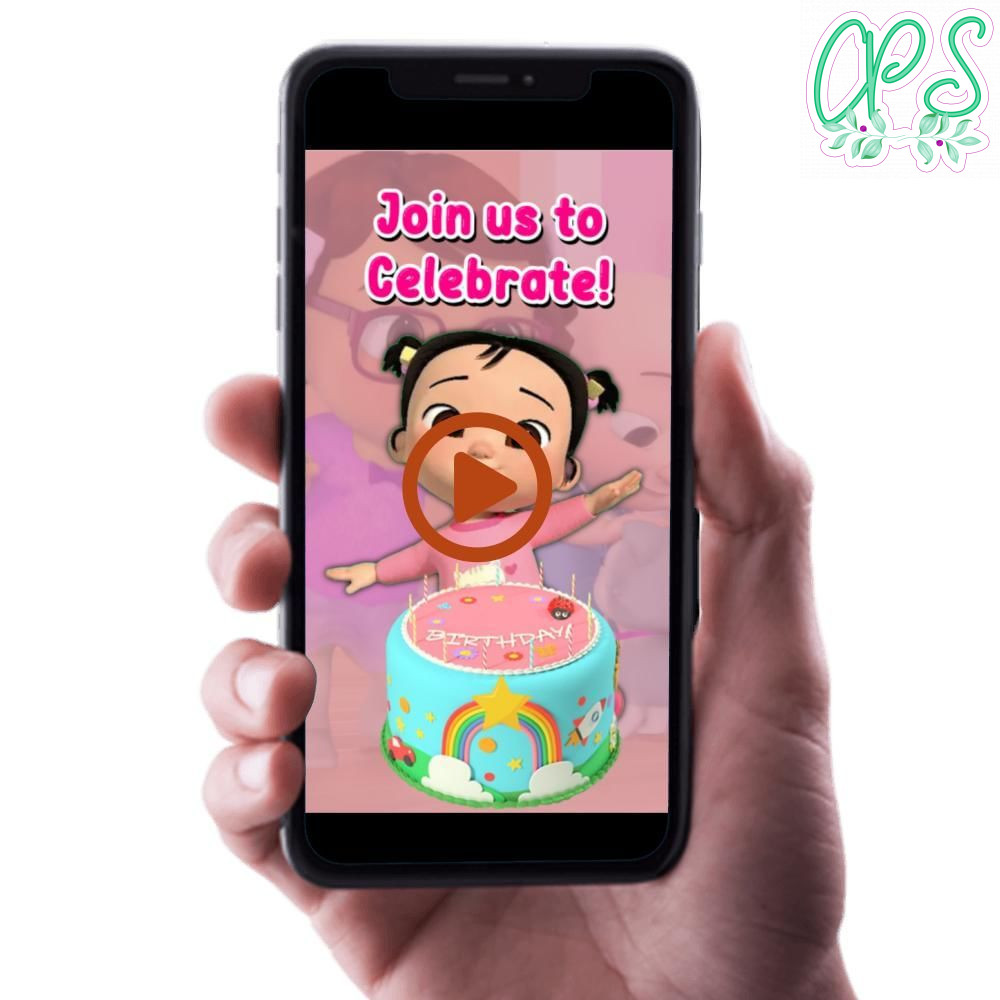 Cece cocomelon Birthday Video Invitation Digital Template Customizable Instant Download