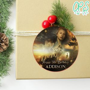 Peter Pan & Wendy Circle Sticker Template Customizable to Print at Home Instant Download