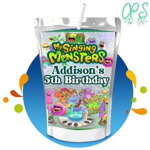 My singing monsters Capri Sun Birthday Labels Digital File Printable Instant Download
