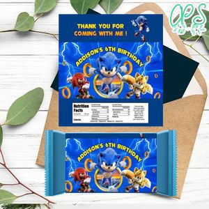 Sonic Candy Bar Label Customizable Template Instant Download