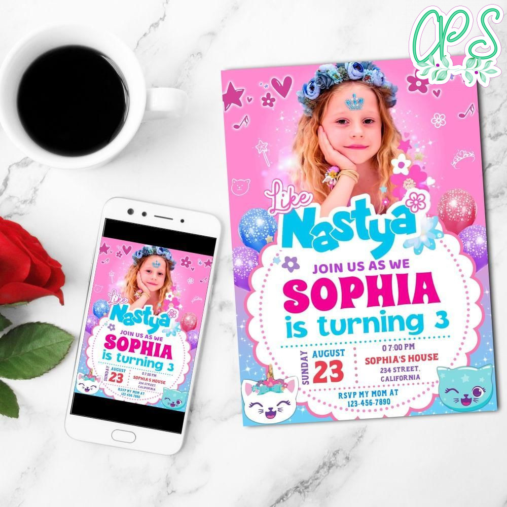Nastya Mobile Invite Customizable Template Instant Download