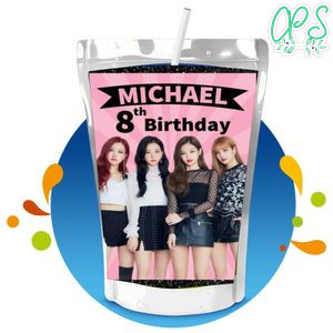 Black Pink Capri Sun Birthday Labels Digital File Printable Instant Download