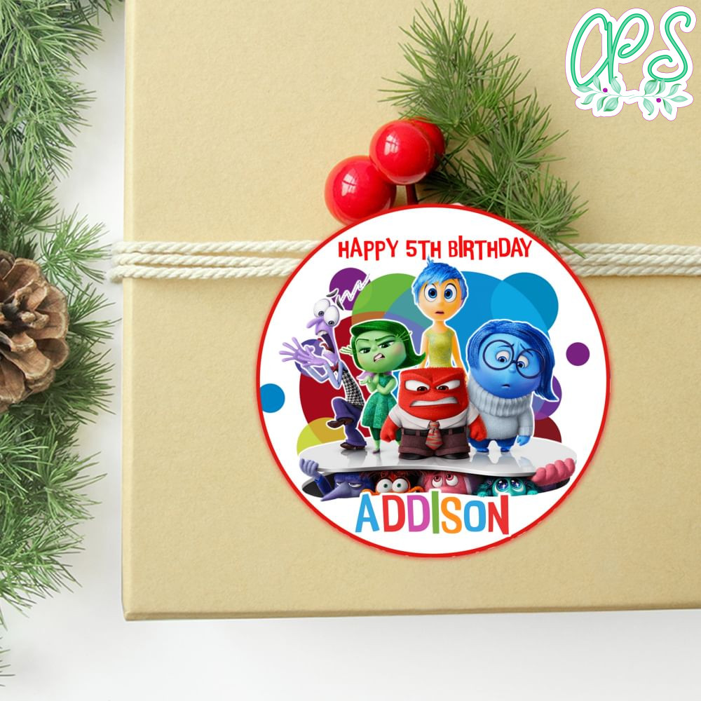 Inside Out 2 Circle Sticker Template Customizable DIY | CustomPartyShirts