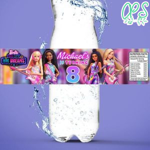 Barbie Big City Dream Birthday Water Bottle Label Template to Print at Home Instant Download