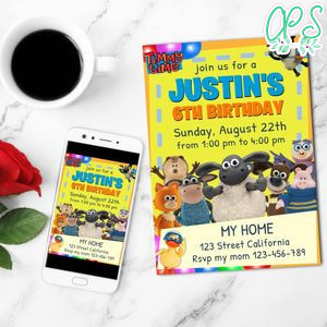 Timmy Time Birthday Invitation Customizable Template to Print at Home Instant Download