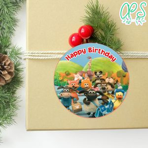 Timmy Time Circle Sticker Template Customizable to Print at Home Instant Download