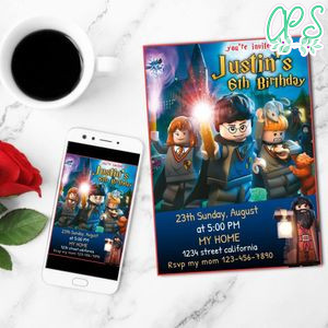 Lego Harry Potter Mobile Invite Customizable Template Instant Download