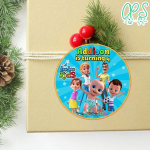 LooLoo Kids Circle Sticker Template Customizable to Print at Home Instant Download