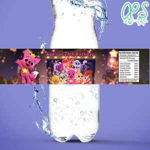 Pinkfong Bottle Label Birthday Water Bottle Label Template to Print at Home Instant Download