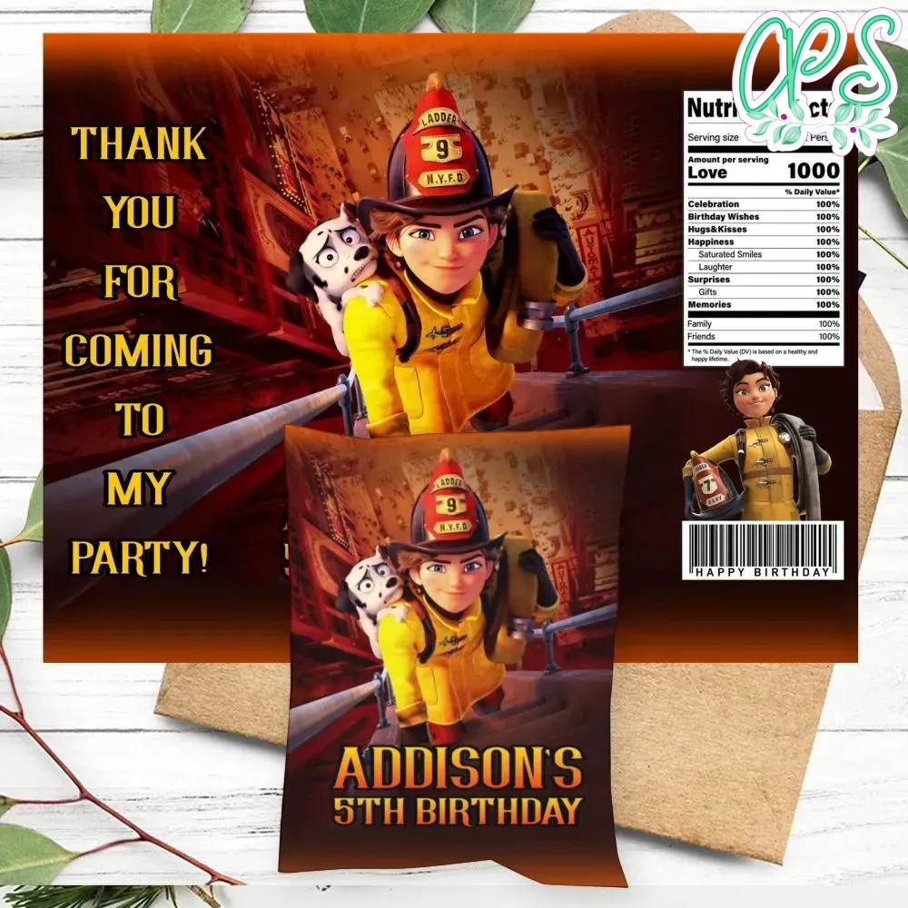 Fireheart Birthday Party Chip Bag Digital File DIY | CustomPartyShirts