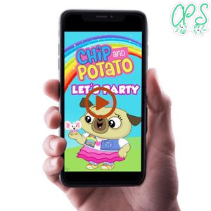 Chip and potato Birthday Video Invitation Digital Template Customizable Instant Download