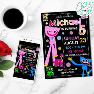 Huggy Wuggy And Kissy Missy Mobile Invite Customizable Template Instant Download