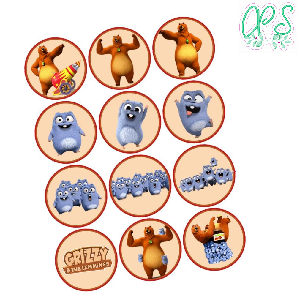 Grizzy And The Lemmings Cupcake Toppers Template Printable Instant