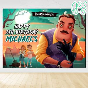 Hello neighbor Birthday Backdrop Digital File Template Instant Download