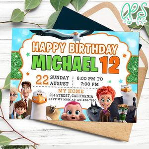 Storks movie Birthday Invitation Customizable Template to Print at Home Instant Download