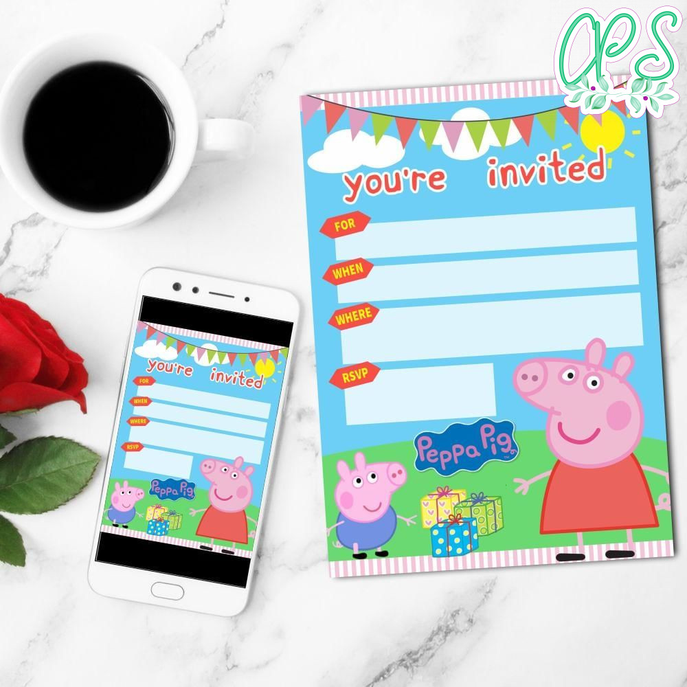 Peppa Pig Fill In Blank Mobile Invite Customizable Template Instant Download