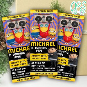 Minions the rise of gru Ticket Invitation Customizable Template Instant Download