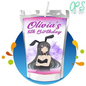 Bunny girl Capri Sun Birthday Labels Digital File Printable Instant Download