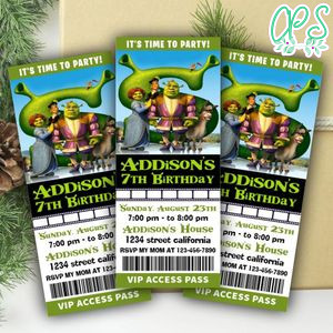 Shrek Ticket Invitation Customizable Template Instant Download