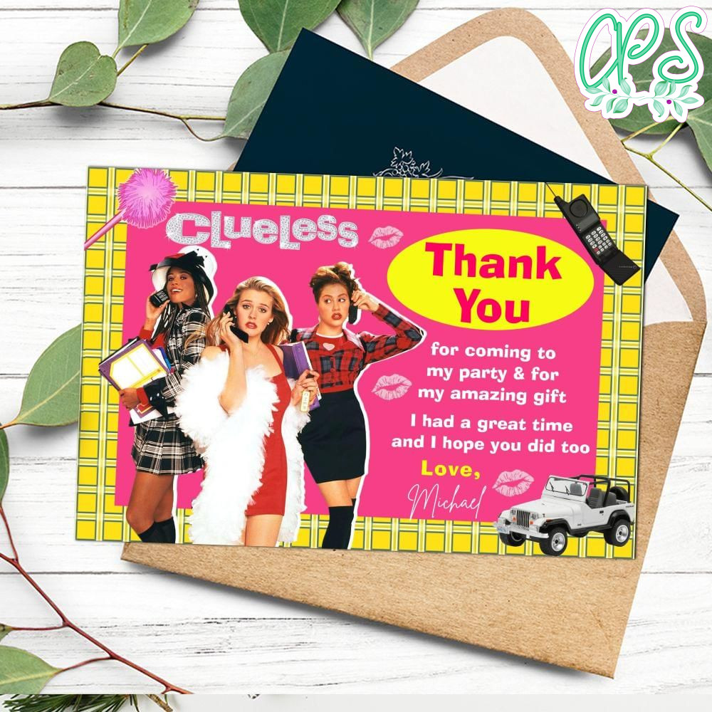 Clueless Thank You Card Customizable Template DIY | CustomPartyShirts