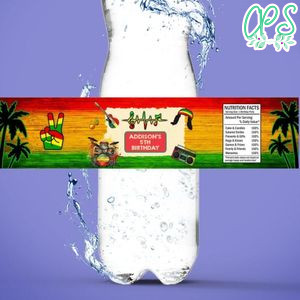 Reggae Birthday Water Bottle Label Template to Print at Home Instant Download