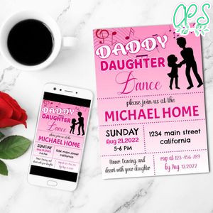 Daddy Daughter Dance Mobile Invite Customizable Template Instant Download