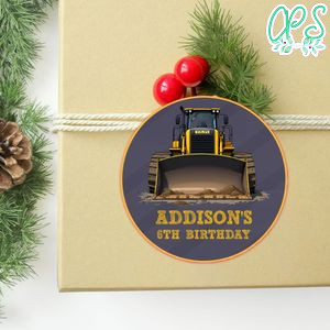 Bulldozer Circle Sticker Template Customizable To Print At Home Instant Download