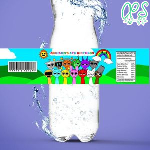 Sprunki Birthday Water Bottle Label Template To Print At Home Instant Download