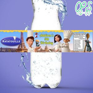 Ratatouille Bottle Label Birthday Water Bottle Label Template to Print at Home Instant Download