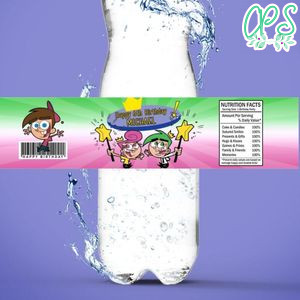 The Fairly OddParents Birthday Water Bottle Label Template to Print at Home Instant Download
