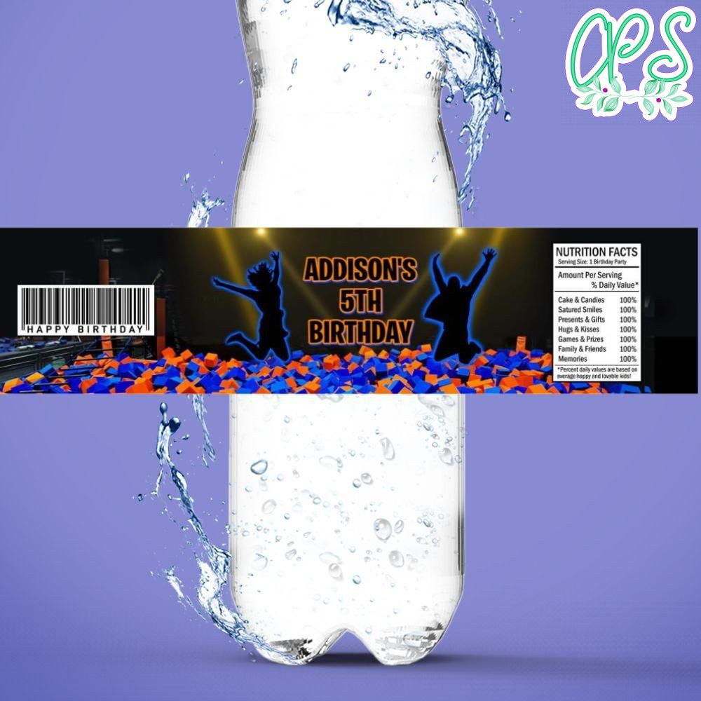 Sky zone Birthday Water Bottle Label Template to Print at Home Instant Download