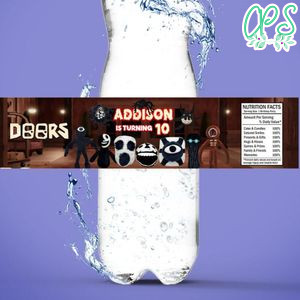 Doors scary game Bottle Label Birthday Water Bottle Label Template to Print at Home Instant Download