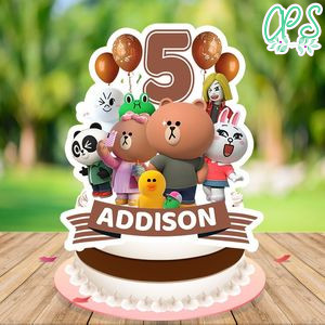 Brown and Friends Birthday Cake Topper Template Printable Instant Download