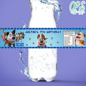Dog gone trouble Birthday Water Bottle Label Template to Print at Home Instant Download