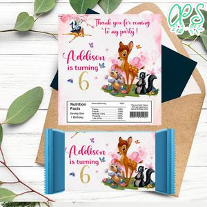 Bambi magic world Candy bar Label Customizable Template Instant Download