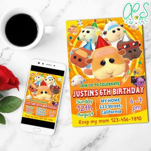 Puipui molcar Birthday Invitation Customizable Template to Print at Home Instant Download