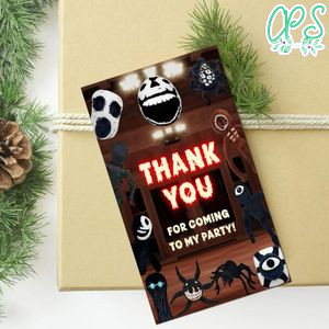 Doors scary game Thank you tag Customizable Template to Print at Home Instant Download
