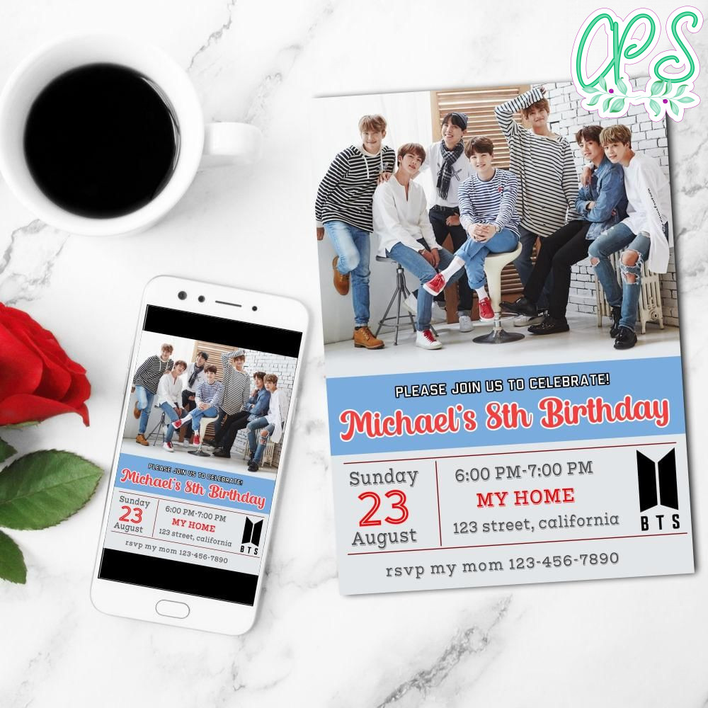 BTS Digital Invitation Customizable Template DIY | CustomPartyShirts